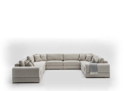 Corner sofa U-shape Gray Sofa Couch Luxury Design Furniture Living landscape Fabric